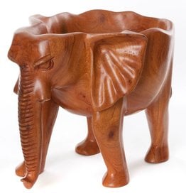 Swahili African Modern Hand Carved Mahogany Elephant Bowl