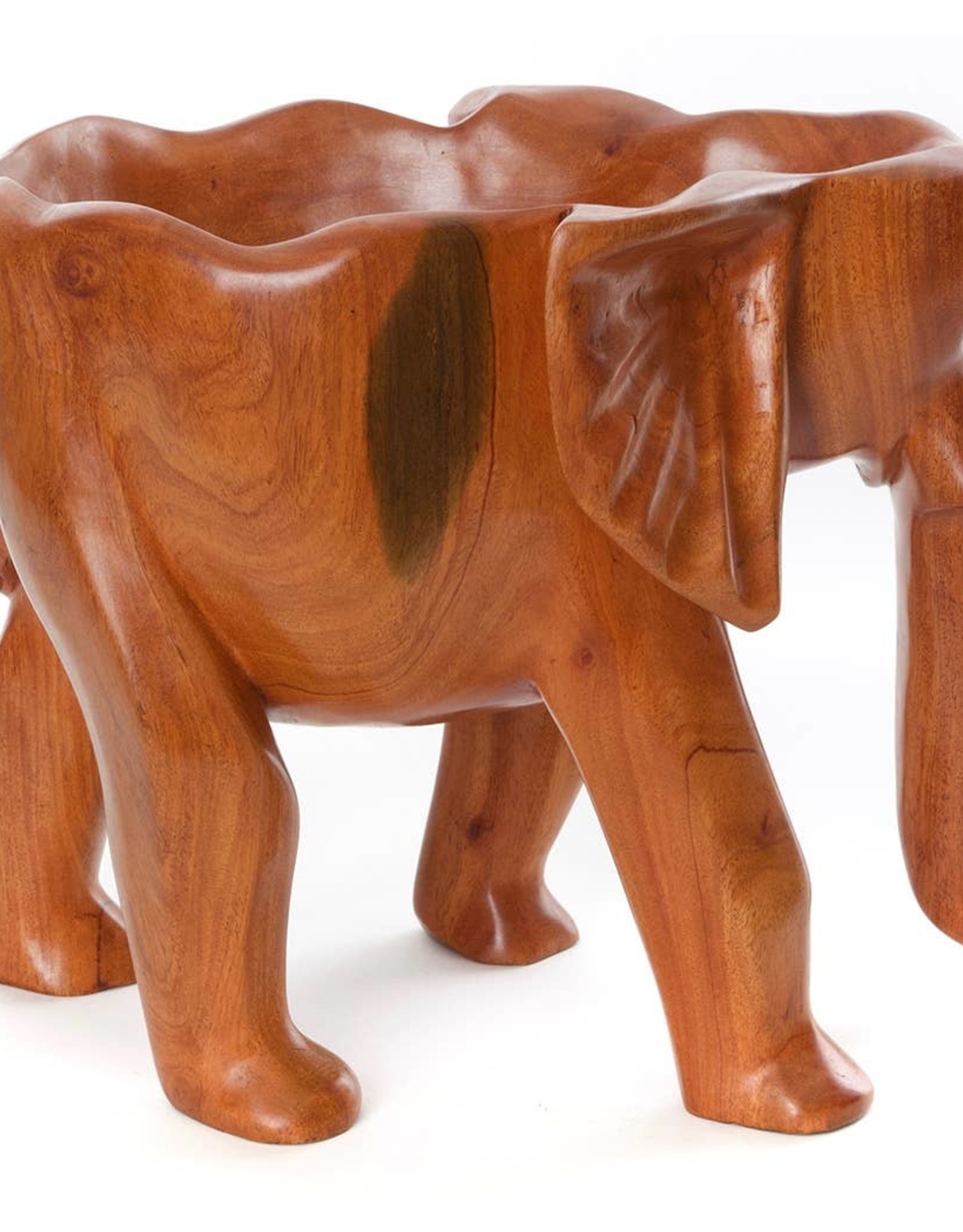 Swahili African Modern Hand Carved Mahogany Elephant Bowl