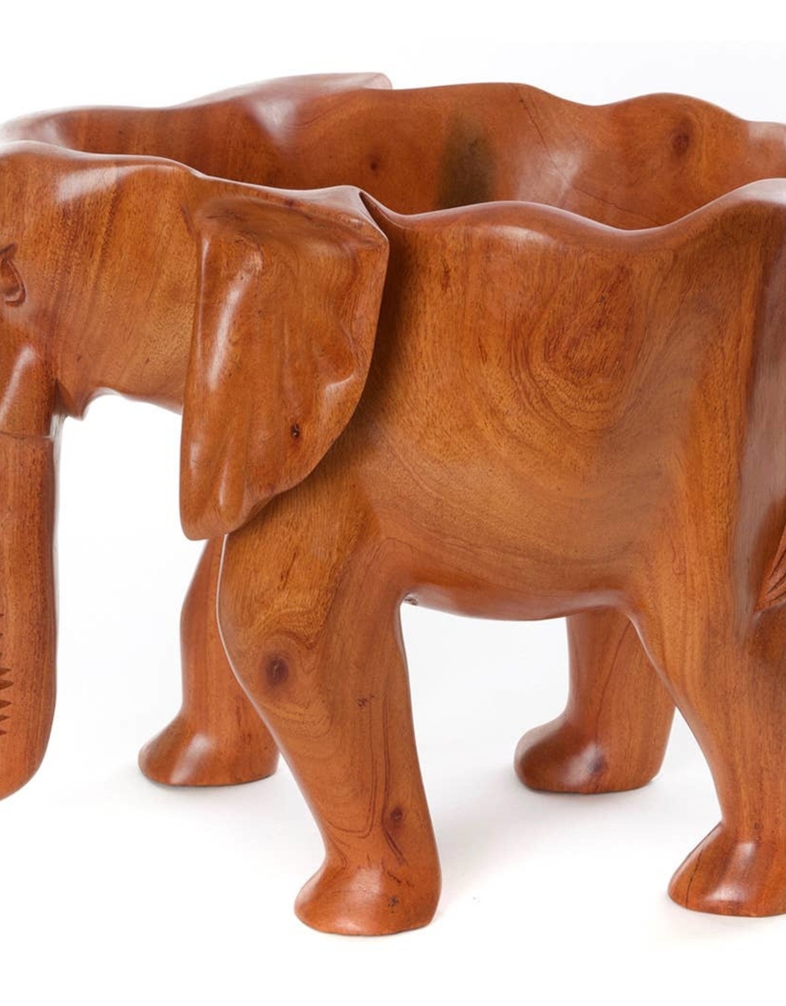 Swahili African Modern Hand Carved Mahogany Elephant Bowl