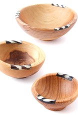 Swahili African Modern Batik Inlay Bowls - Set of Three