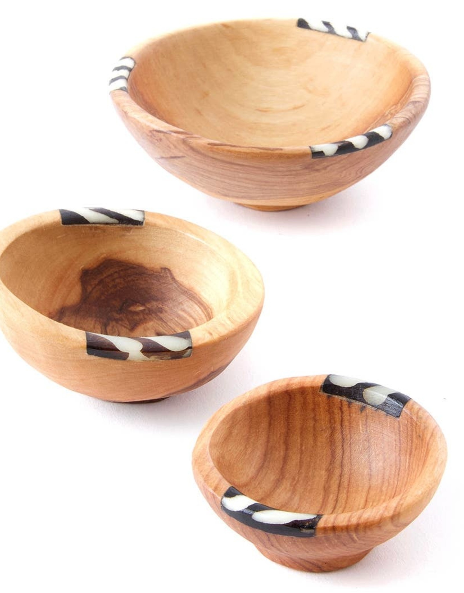 Swahili African Modern Batik Inlay Bowls - Set of Three