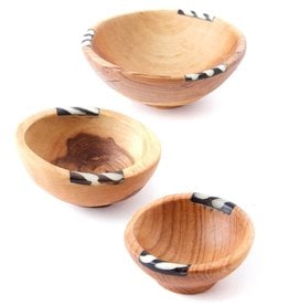 Swahili African Modern Batik Inlay Bowls - Set of Three