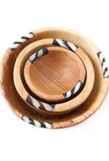 Swahili African Modern Batik Inlay Bowls - Set of Three