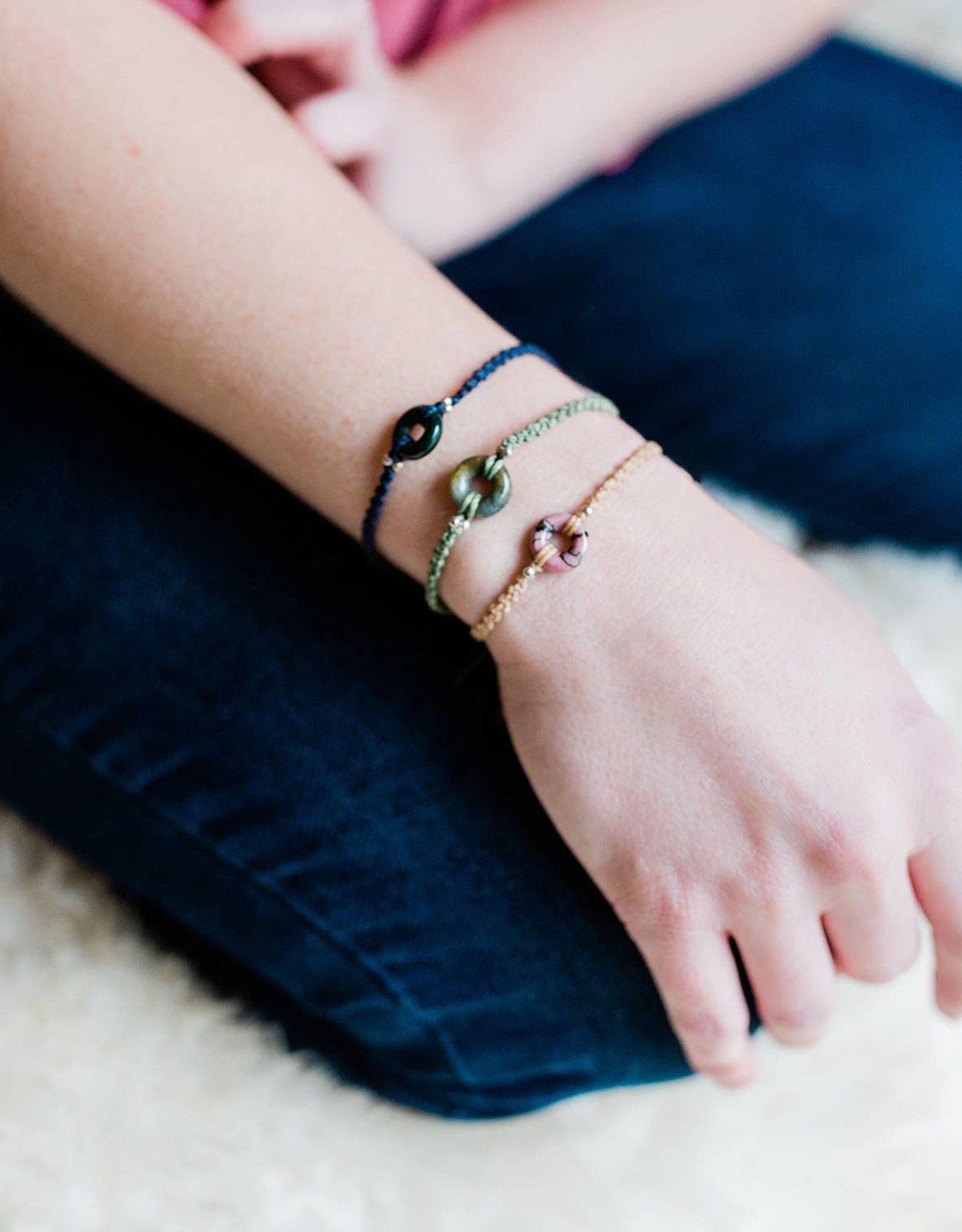 Lucia's Imports Macramé Jade Karma Bracelet