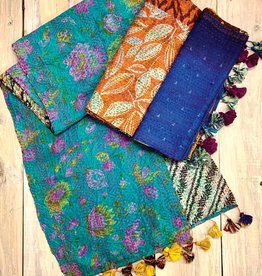 Sevya Handmade Silk Sari Kantha Scarf