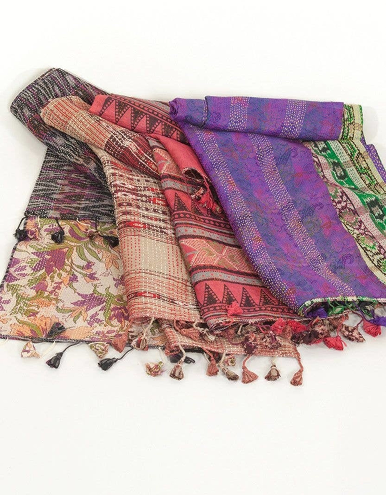 Sevya Handmade Silk Sari Kantha Scarf