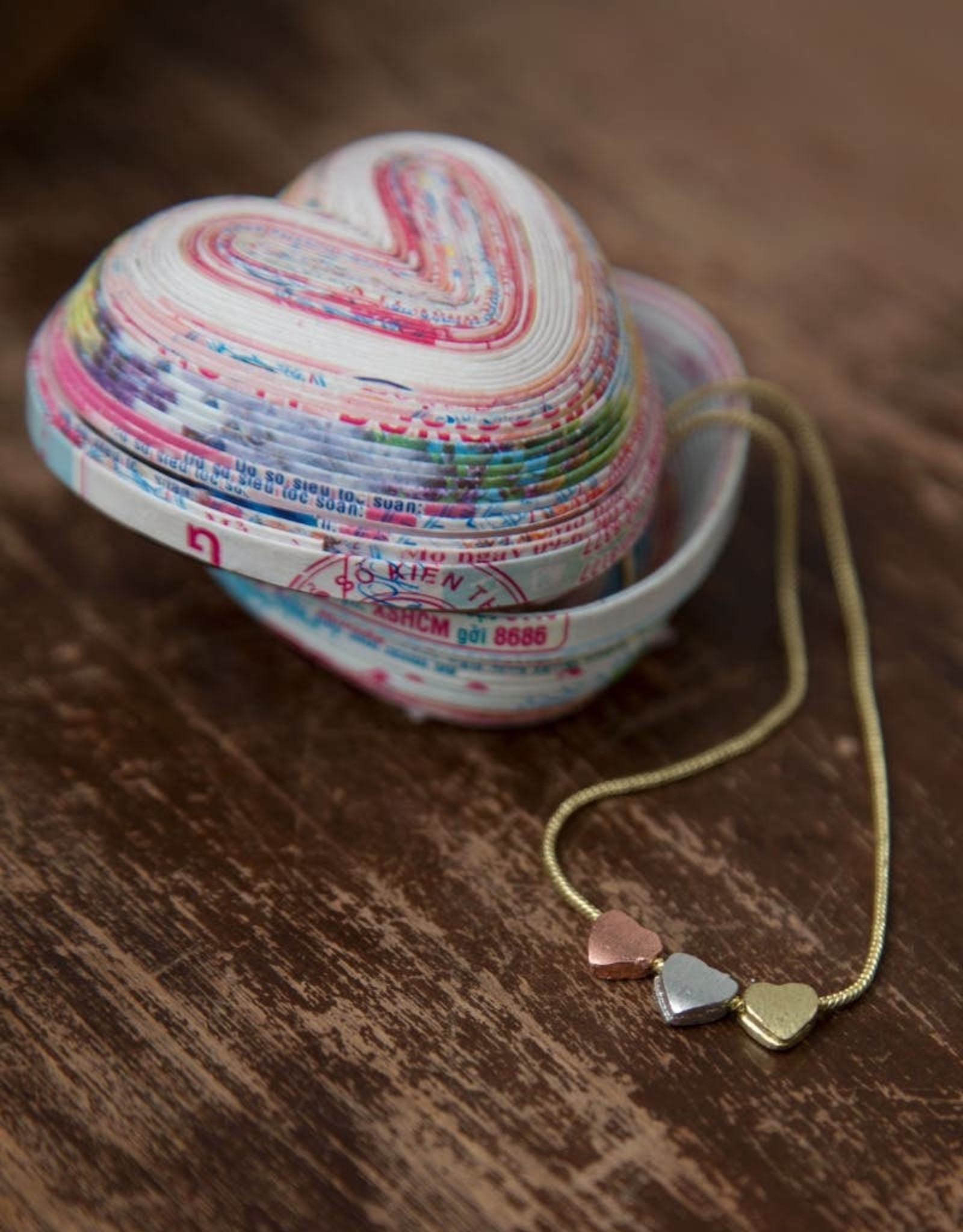 Ten Thousand Villages Dainty Hearts Necklace