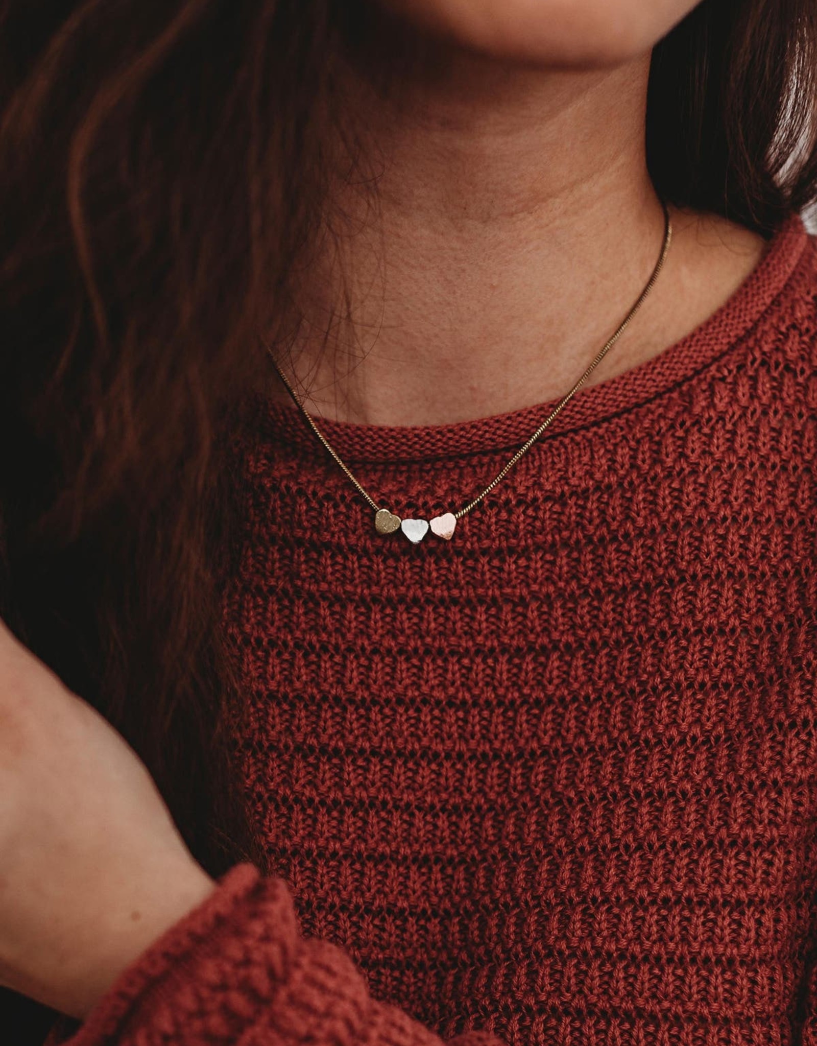 Ten Thousand Villages Dainty Hearts Necklace