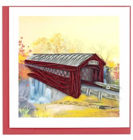 Quilling Card Quilled Autumn Covered Bridge Greeting Card