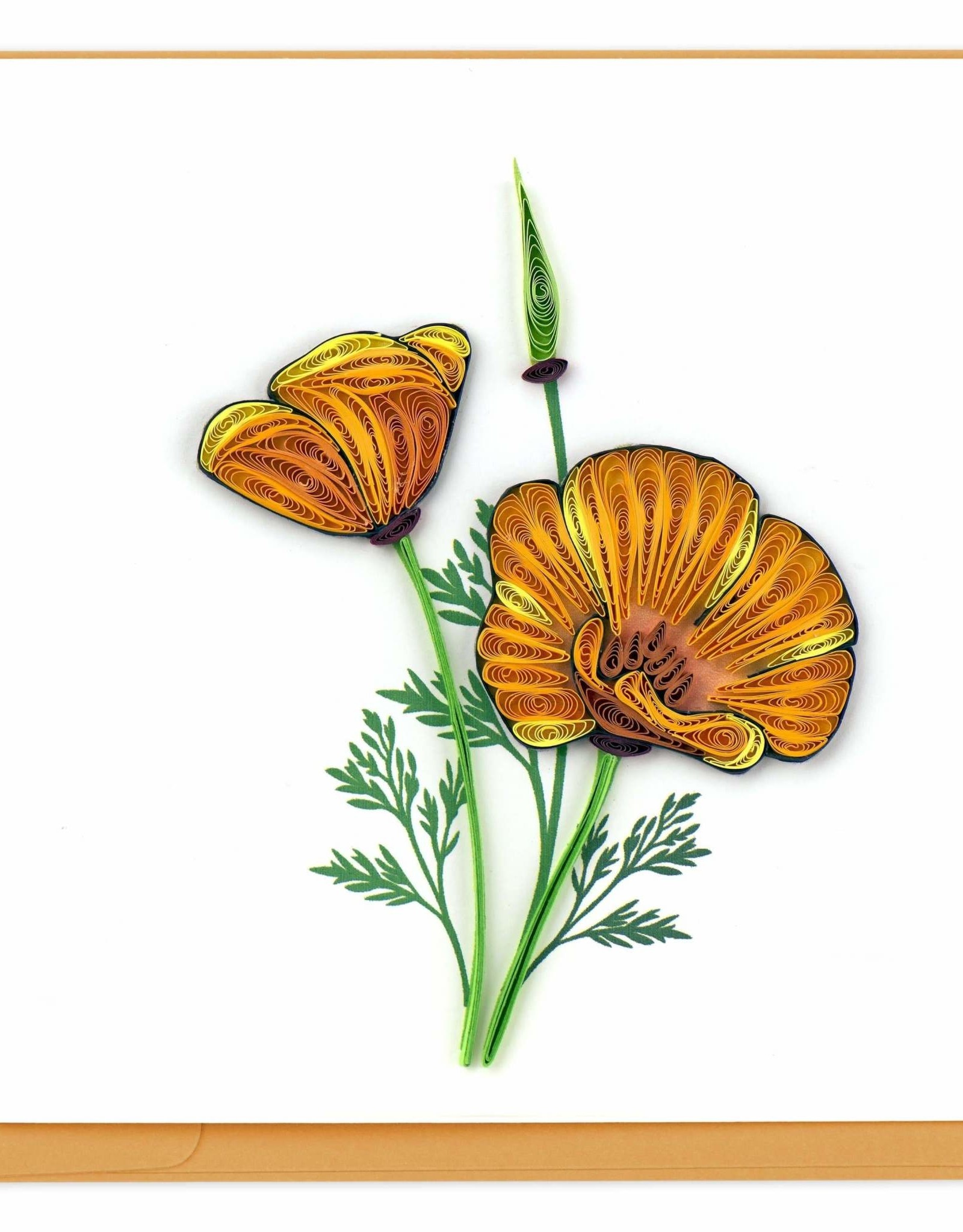 Quilling Card Quilled Yellow Poppies Greeting Card