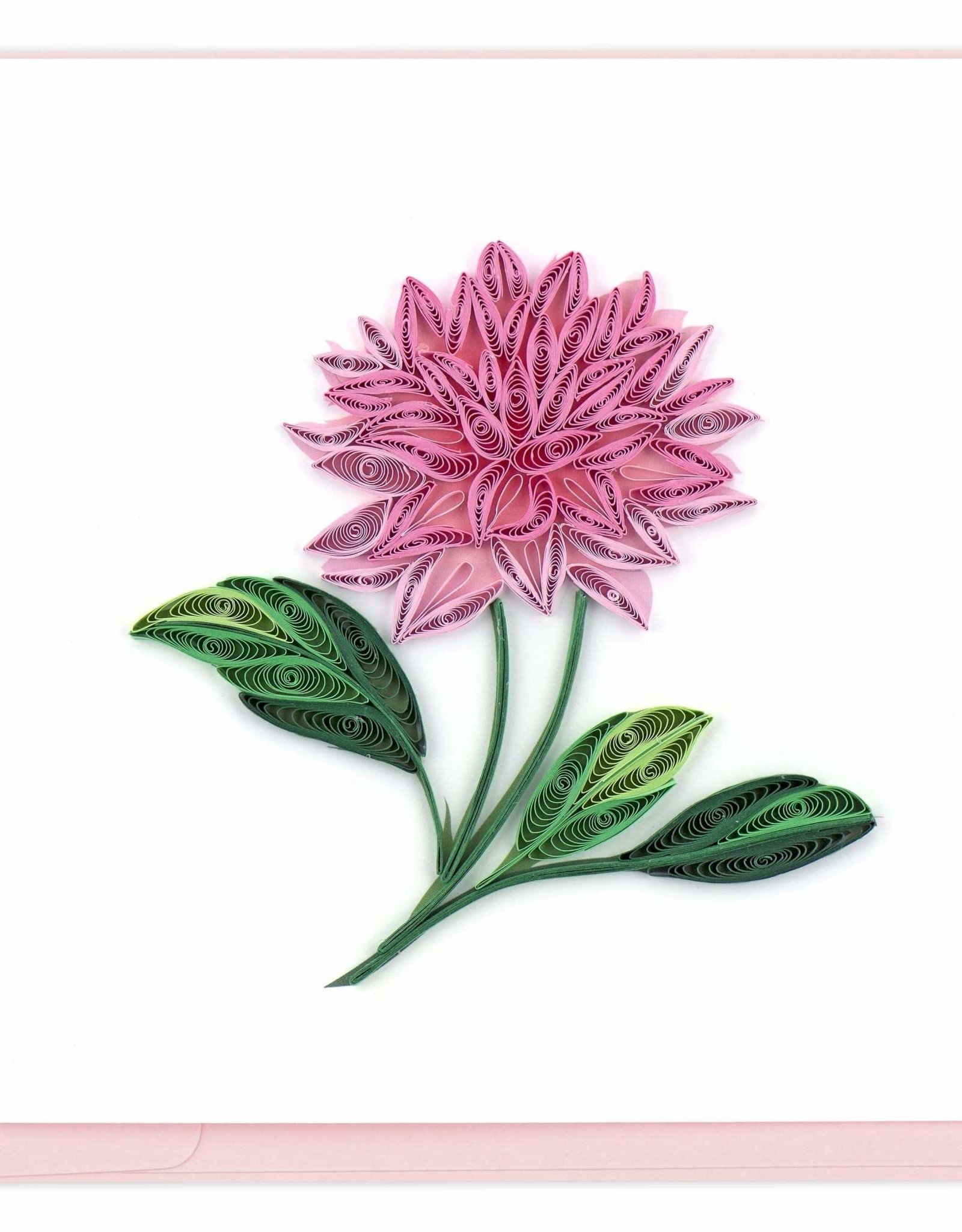 Quilling Card Quilled Pink Dahlia Greeting Card