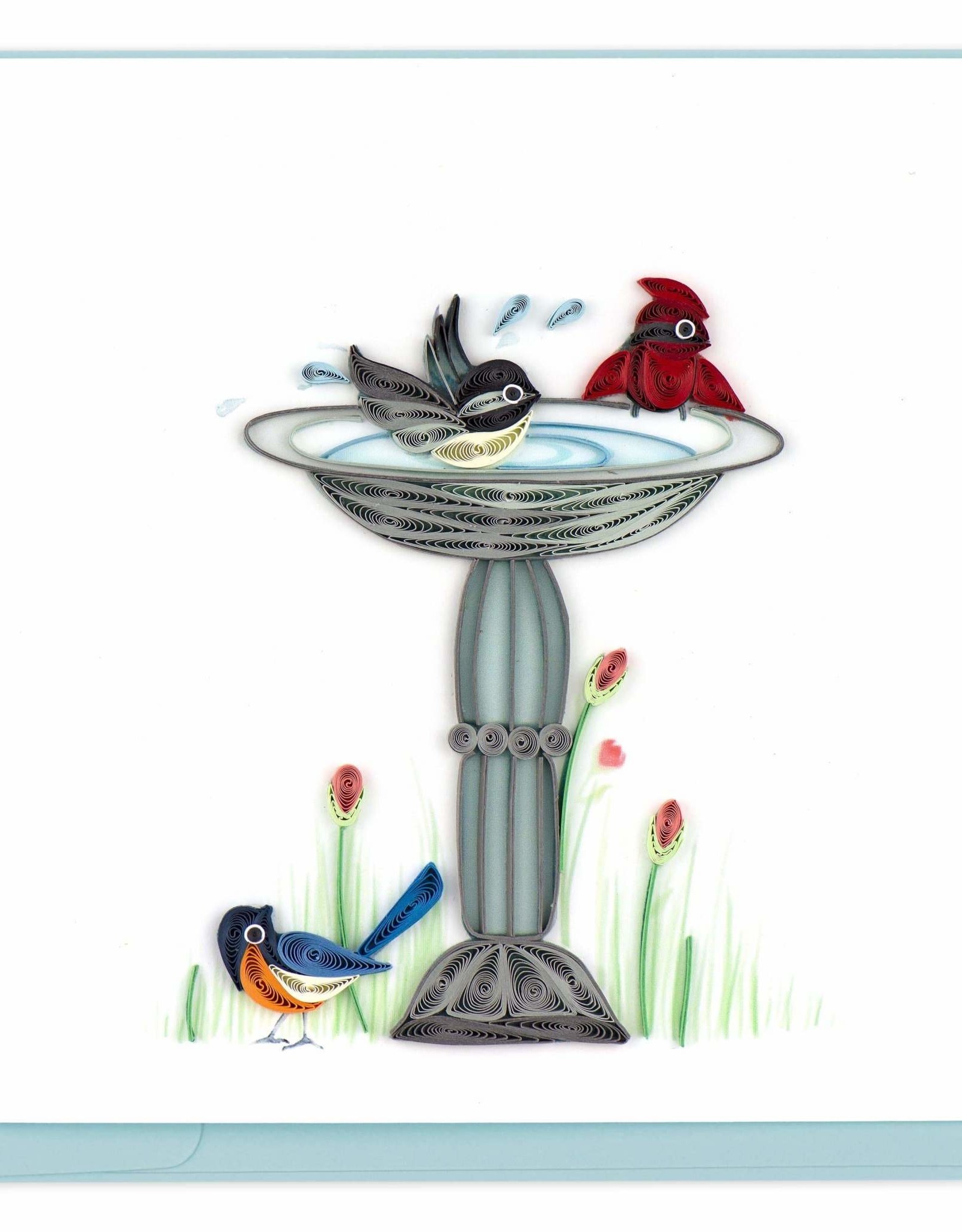 Quilling Card Quilled Bird Bath Greeting Card