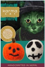 Dharma Dog Karma Cat Skull and Jack - O - Lantern Wool Cat Toy