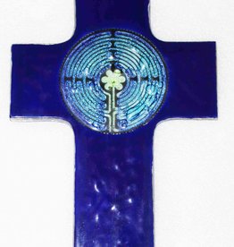 Pampeana Blue Labryrinth Fused Glass Cross