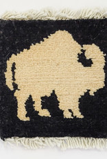 Bunyaad Pakistan Buffalo Mug Rug - Ivory on Black