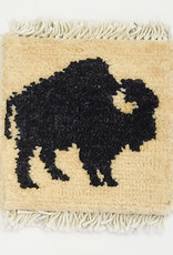 Bunyaad Pakistan Buffalo Mug Rug - Black on Ivory