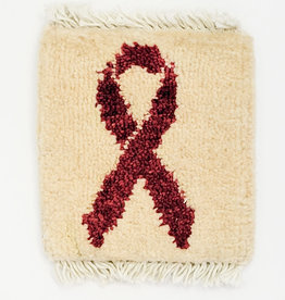 Bunyaad Pakistan Red Ribbon Mug Rug-Ivory