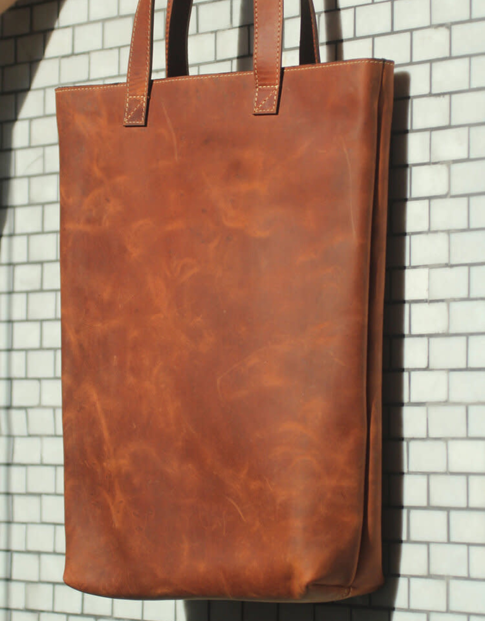 Twin Engine Origin Creations Leather Tote - Saddle Brown