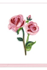 Quilling Card Quilled Long Stem Pink Roses Greeting Card