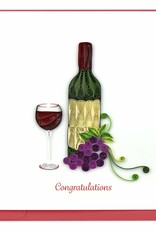 Quilling Card Quilled Wine Glass & Bottle Congrats Card