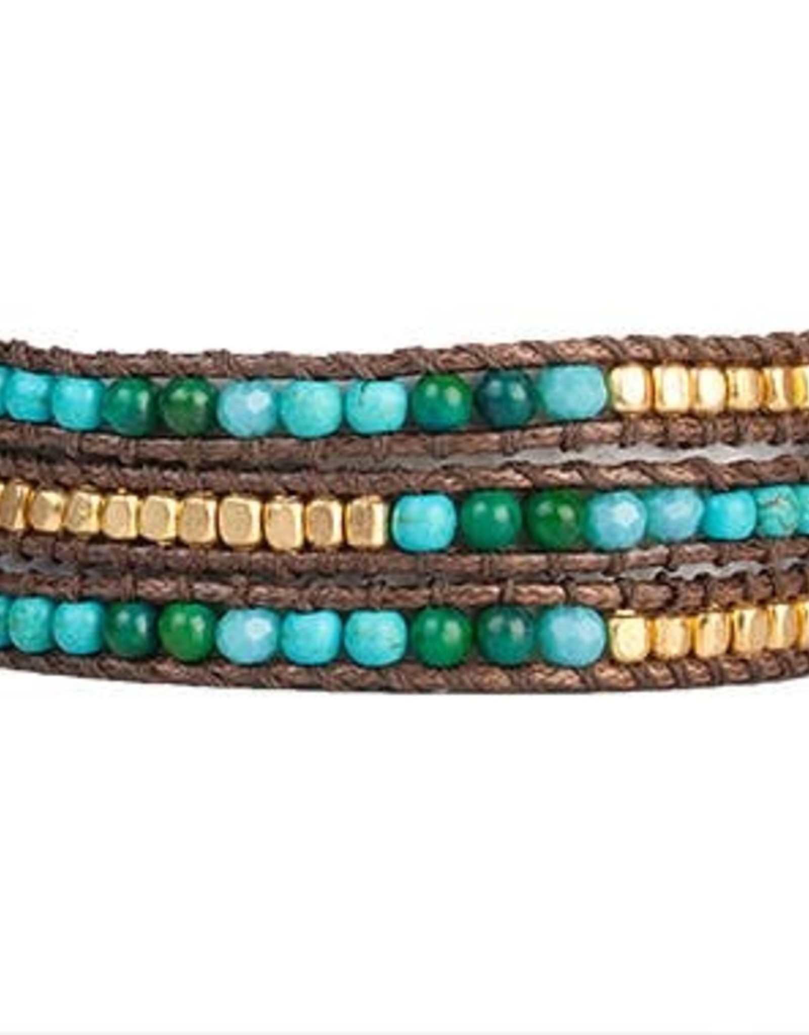 Layered Triple Wrap Leather and Brass Bracelet | Giving Bracelets Metallic-Gold