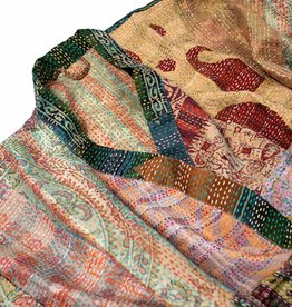 Ten Thousand Villages Kantha Stitch Sari Bathrobe