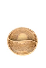 Harkiss Designs Oval Olive Wood Two Part Divided Bowl