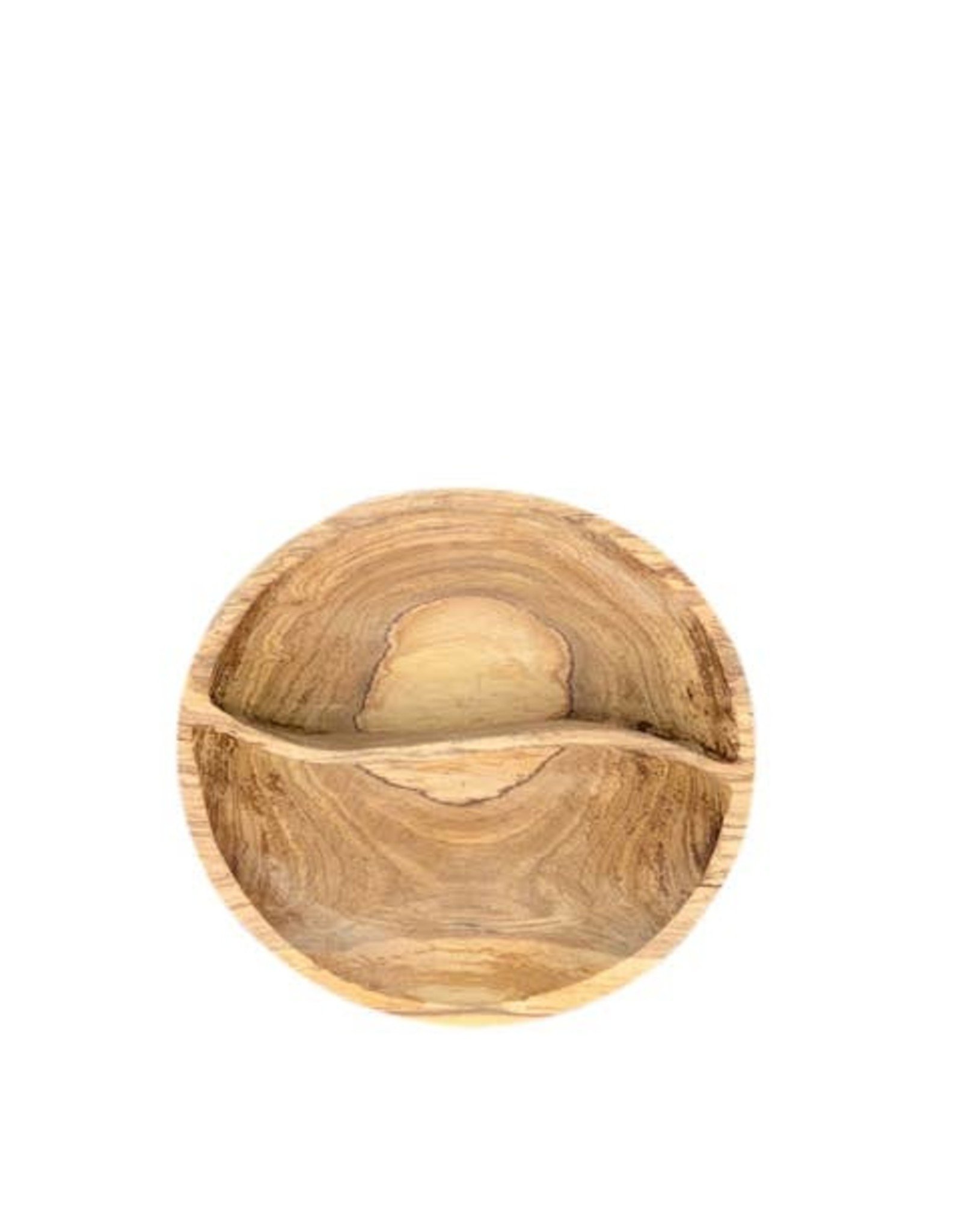 Harkiss Designs Oval Olive Wood Two Part Divided Bowl