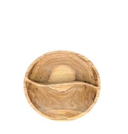 Harkiss Designs Oval Olive Wood Two Part Divided Bowl