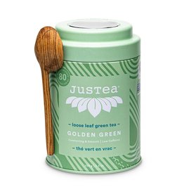 Justea Golden Green Loose Leaf Tin & Spoon