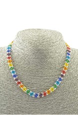 Lucia's Imports Rainbow Flower Necklace - Black