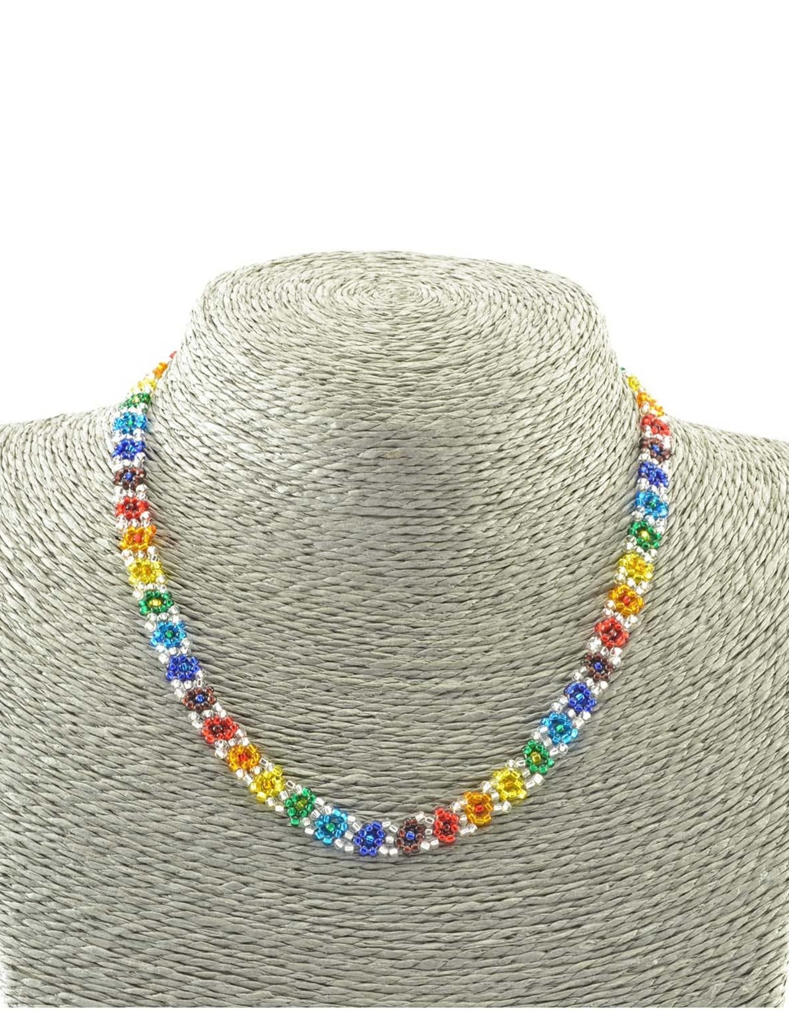 Lucia's Imports Rainbow Flower Necklace - Black