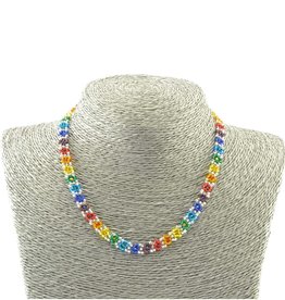 Lucia's Imports Rainbow Flower Necklace - Black