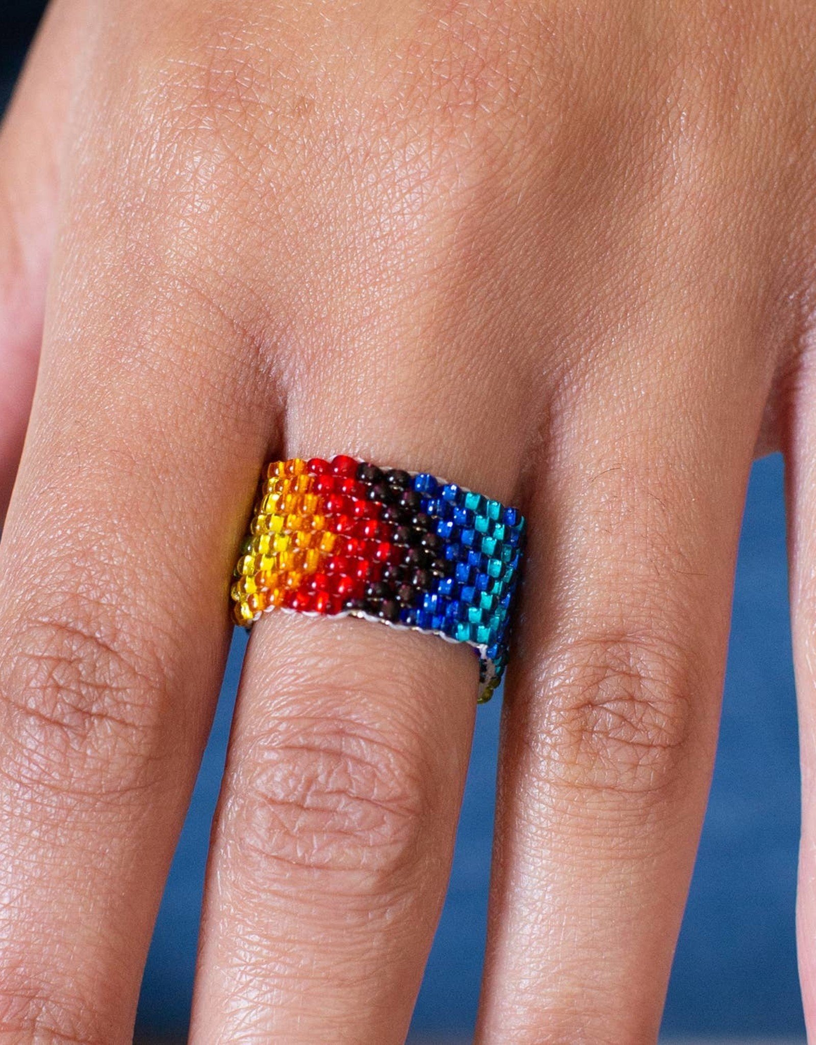 Lucia's Imports Rainbow Beaded Ring