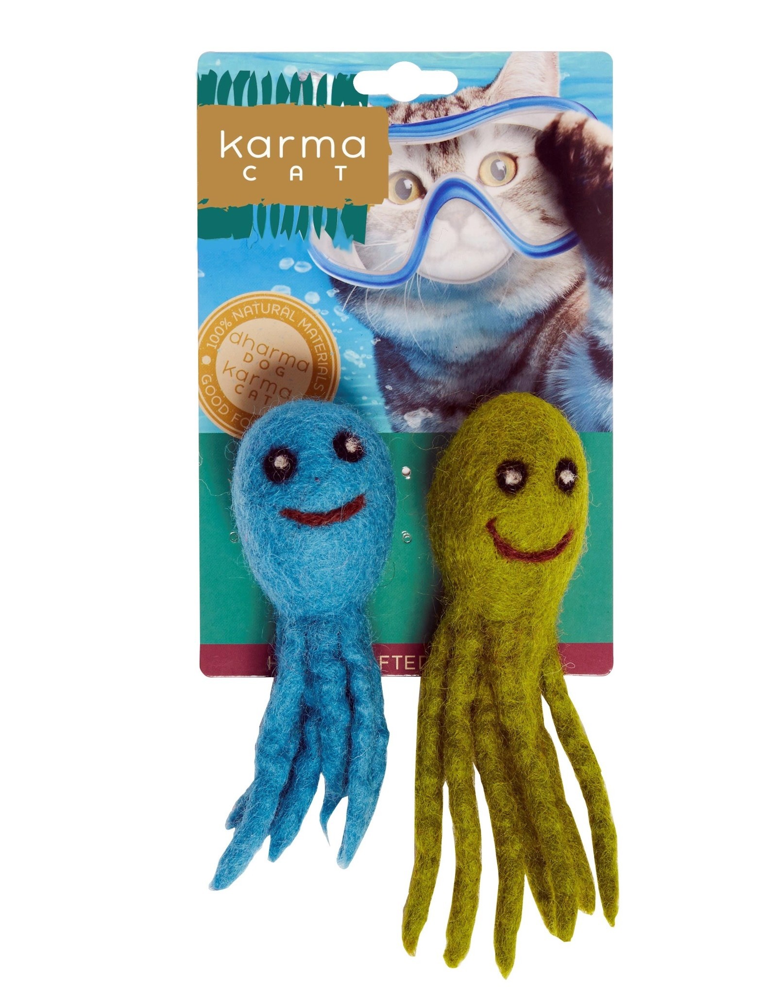 Dharma Dog Karma Cat Octopus Wool Cat Toy - Pack of 2