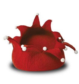 Dharma Dog Karma Cat Holiday Petal Wool Pet Basket - Medium Red