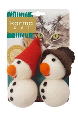 Dharma Dog Karma Cat Snowman Wool Cat Toy - Pack of 2