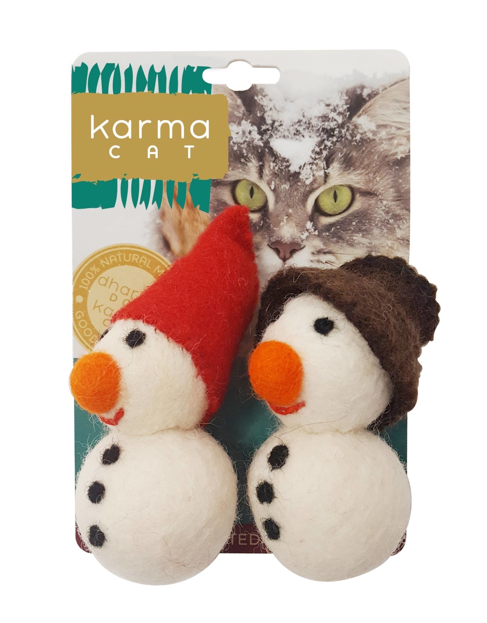 Dharma Dog Karma Cat Snowman Wool Cat Toy - Pack of 2