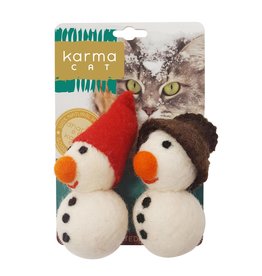 Dharma Dog Karma Cat Snowman Wool Cat Toy - Pack of 2