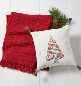 Serrv Embroidered Christmas Tree Pillow