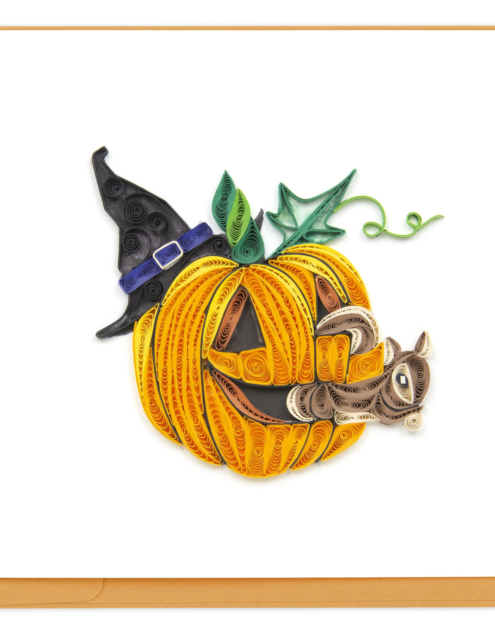 Quilling Card Quilled Squirrel in Jack-o'-lantern Halloween Card