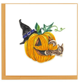 Quilling Card Quilled Squirrel in Jack-o'-lantern Halloween Card