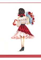 Quilling Card Quilled Girl with Bouquet Greeting Card