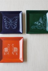 Venture Imports Square Animal Dishes - Green Butterfly