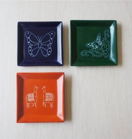 Venture Imports Square Animal Dishes - Green Butterfly