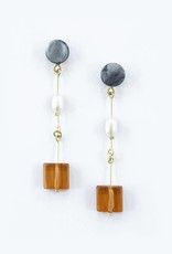 Mata Traders Cubist Dangle Earrings Amber