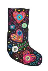 Nativa Holiday Embroidered Wool Stocking - Heart