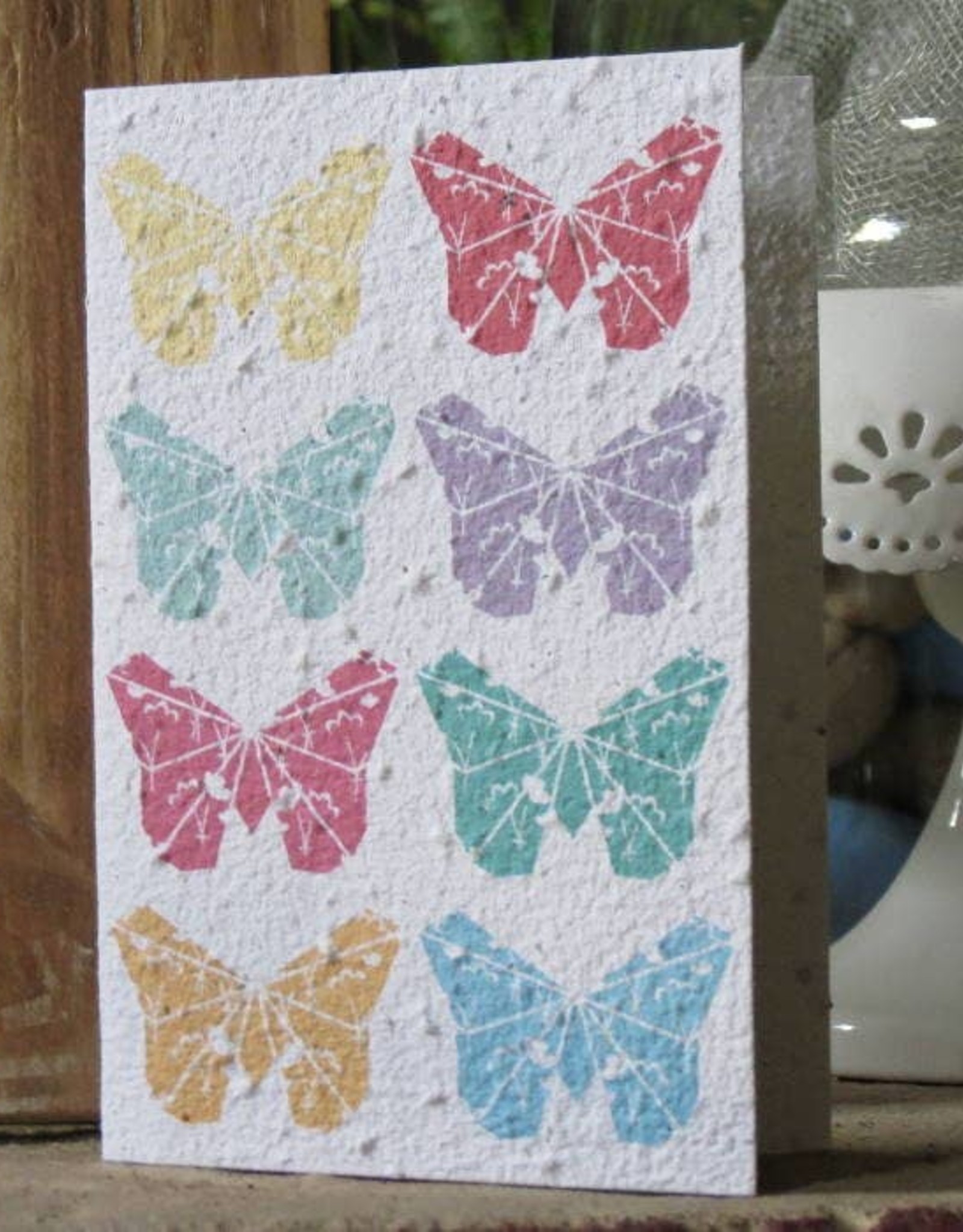 Koru Street Growing Paper Greeting Card - Butterflies