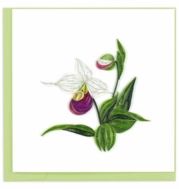 Quilling Card Quilled Pink & White Lady's Slipper Greeting Card