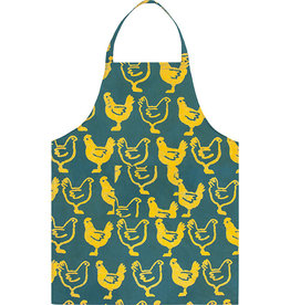 Global Mamas Apron Adult Chickens Teal